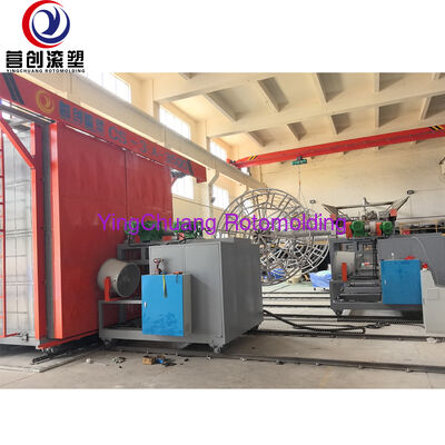 YINGCHUANG CS-3A-3500 トラックタイプ回転成形機、回転成形中空プラスチック製品用の自動ガス加熱 3 アーム回転成形システム